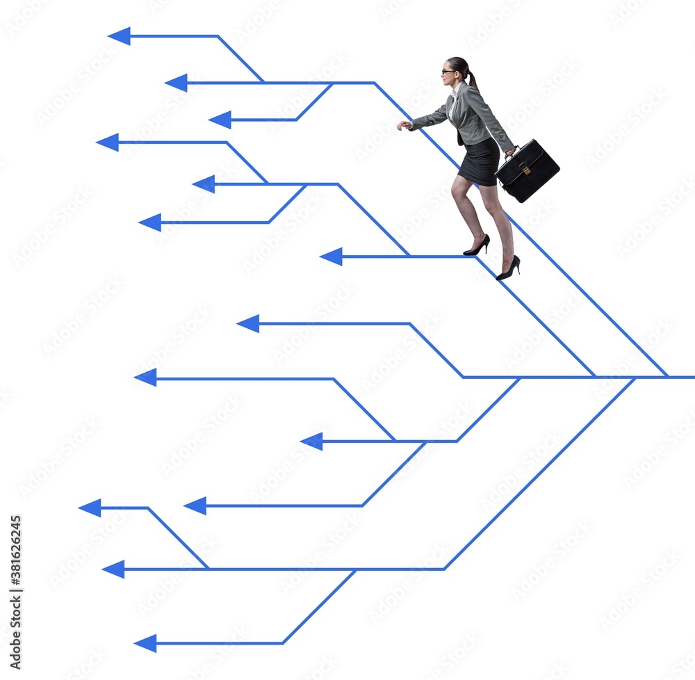 Businessman choosing different career paths in business Businessman choosing different career paths in business