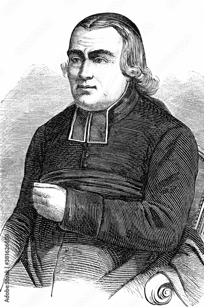 Obraz premium Abbé Charles-Michel de l'Épée. French philantropic educator. 1712-1789. Antique illustration. 1865.