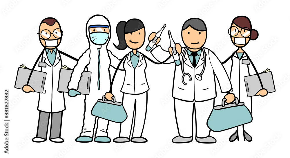 Mediziner Team mit Ärzten und Forschern als Teamwork Konzept Mediziner Team mit Ärzten und Forschern als Teamwork Konzept