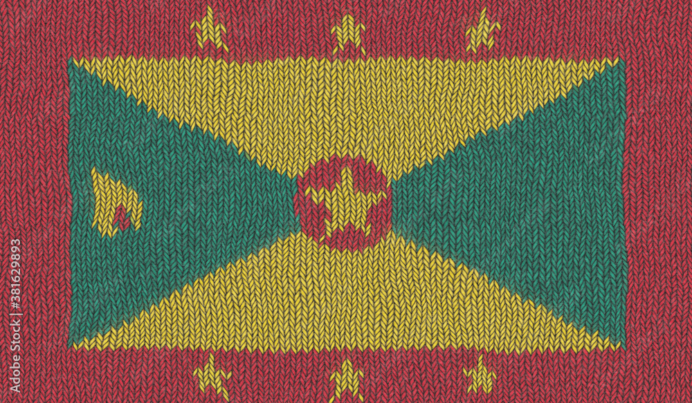 Fototapeta premium Detailed Illustration of a Knitted Flag of Grenada