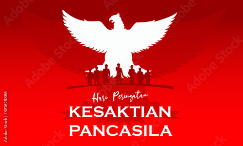 Indonesian Holiday Pancasila Day Illustration. Translation: October 01st, The Teks wrote with the Indonesian Language with translation: Happy Pancasila day.