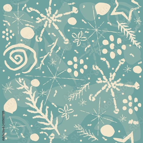 Cute Hand Drawn Winter Pattern. Seamless Pattern. Vector Illustration