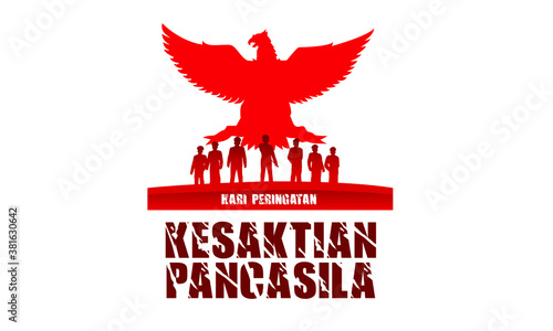 Indonesian Holiday Pancasila Day Illustration. Translation: October 01st, The Teks wrote with the Indonesian Language with translation: Happy Pancasila day.