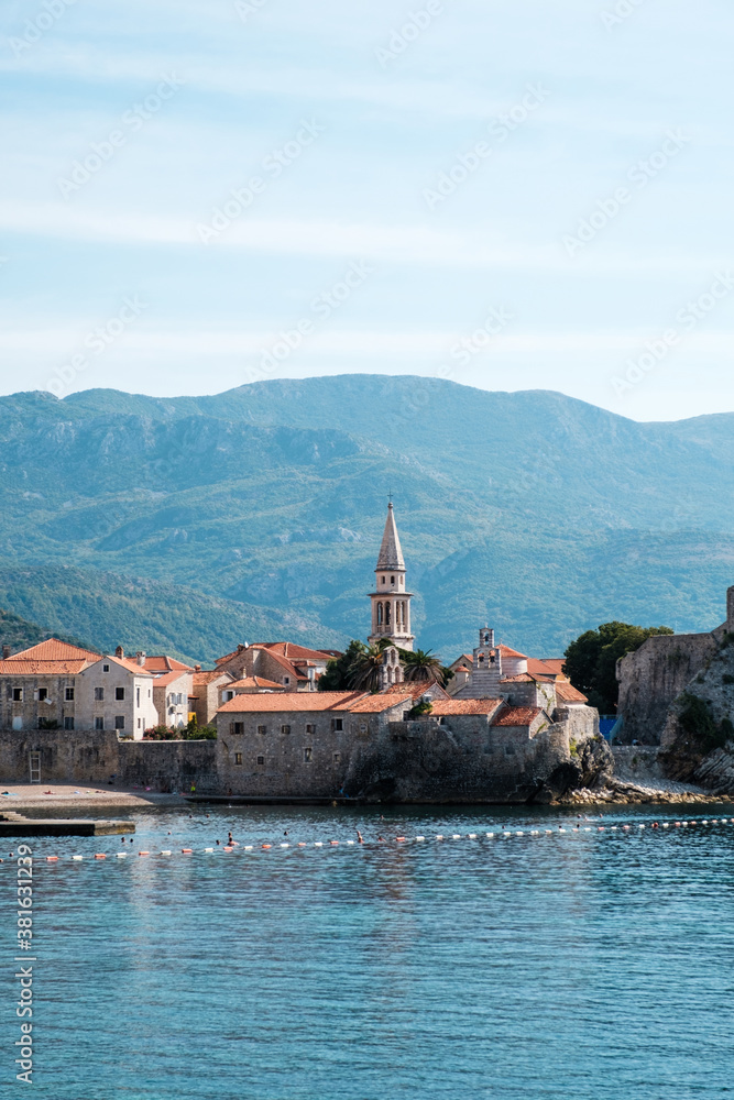 Old town of Budva in Montenegro. Balkans, Adriatic sea, Europe.