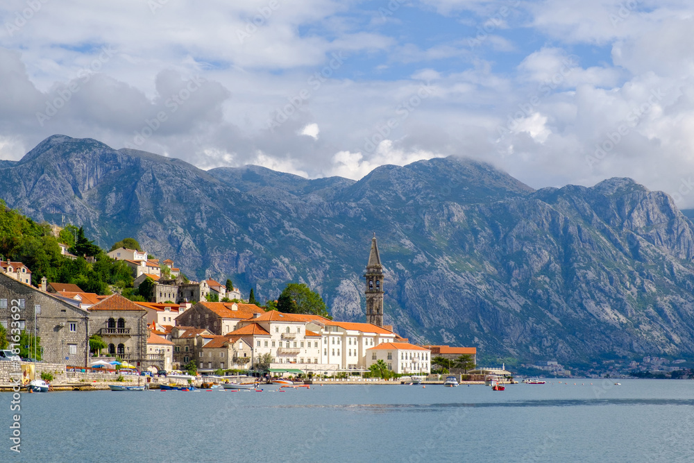 Perast, Montenegro - September 24, 2020. Perast old town, Bay of Kotor, Montenegro.