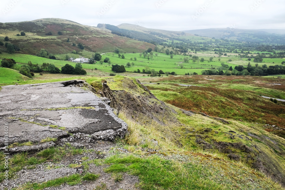 Broken Road, the old A625 on the lows slopes of Mam Tor, Castleton, Derbyshire, UK Broken Road, the old A625 on the lows slopes of Mam Tor, Castleton, Derbyshire, UK