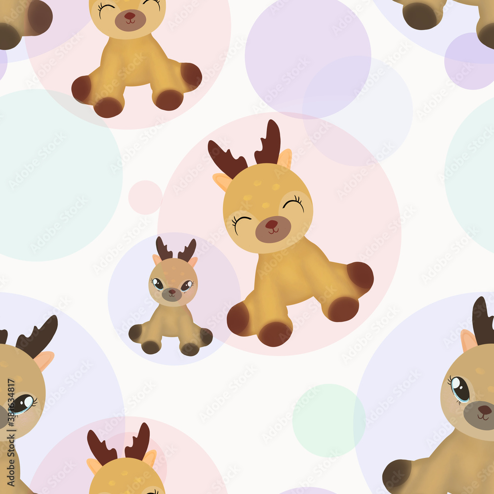 Fototapeta premium Seamless abstract pattern. Fawns Bambi.