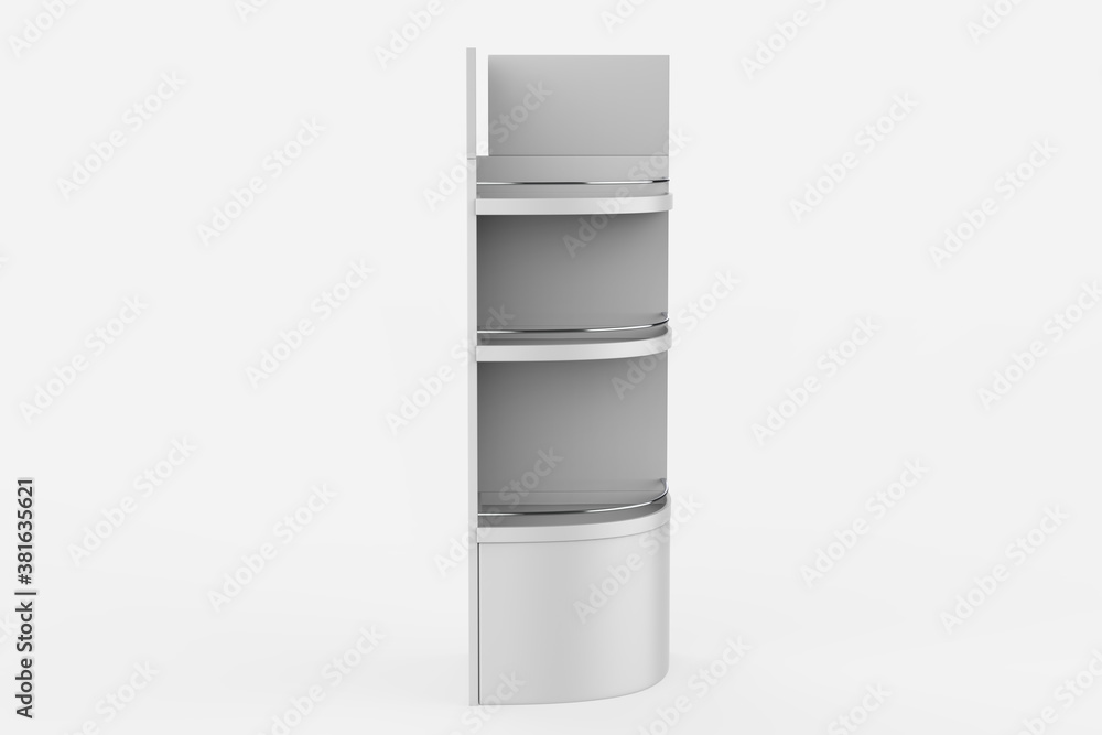 Display stand, retail display stand for product , display stands isolated on white background. 3d illustration Display stand, retail display stand for product , display stands isolated on white background. 3d illustration