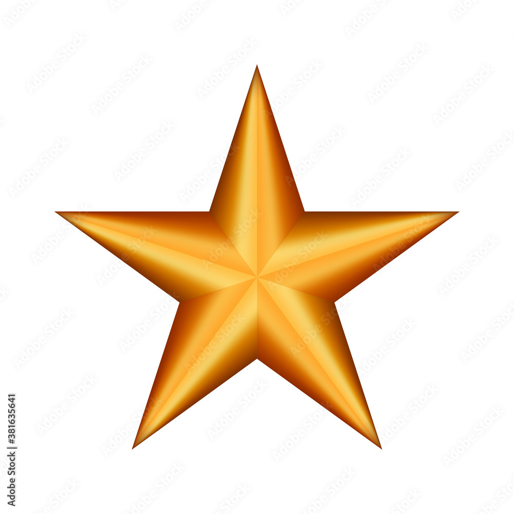 Golden star isolated on white background