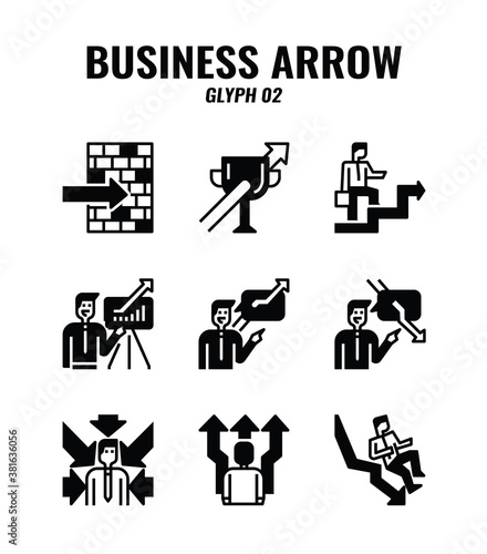 Outline icon set of business and arrows concept. icons set2