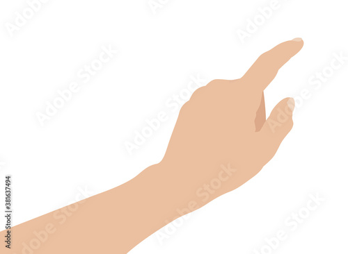 Woman hand on white background, flat design