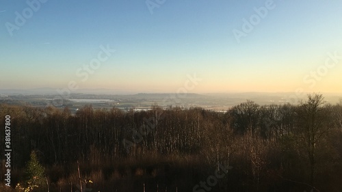 A beautiful cloudless pastel sunset over the countryside