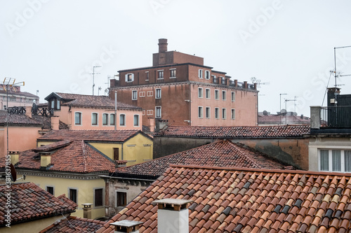 The red roofs of the old romantic Venice, Italy