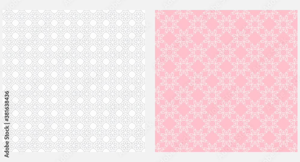 Decorative backgrounds, seamless pattern. Pink, gray tones. Vector graphics Decorative backgrounds, seamless pattern. Pink, gray tones. Vector graphics