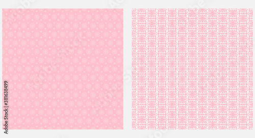 Decorative background pattern. Seamless wallpaper, texture. Pink and white tones.
