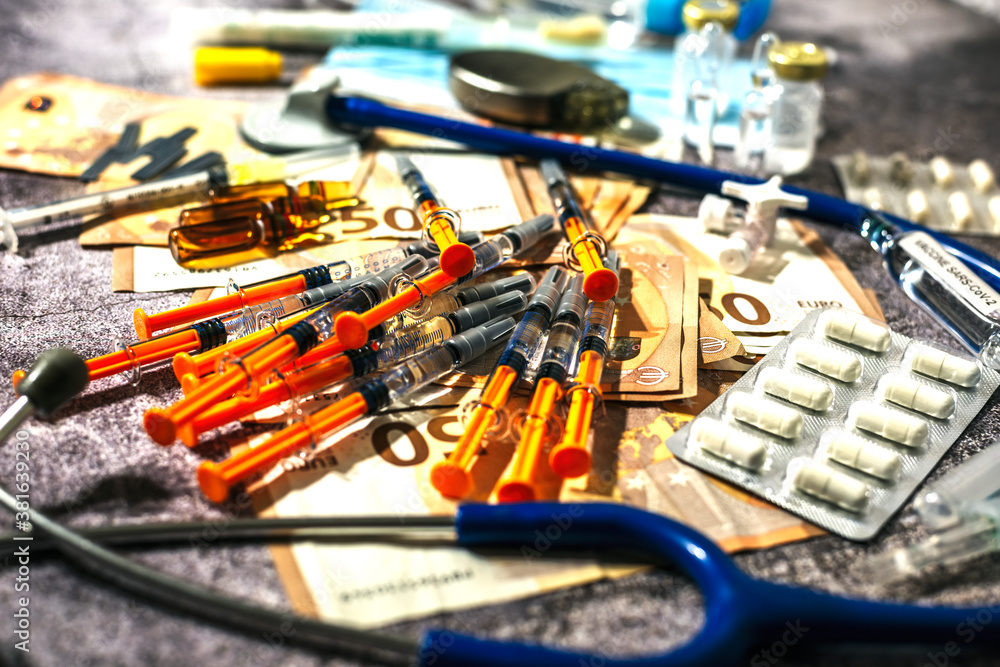 Fototapeta premium concept of medical costs associated with covid19, coronavirus