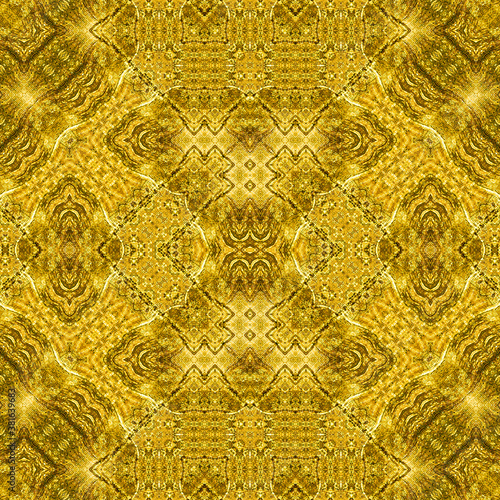 Gold foil seamless texture, golden glitter shiny background. Abstract background, modern marble mosaic, art deco wallpaper, geometrical fashion illustration. Sparkle sequin tinsel yellow bling.