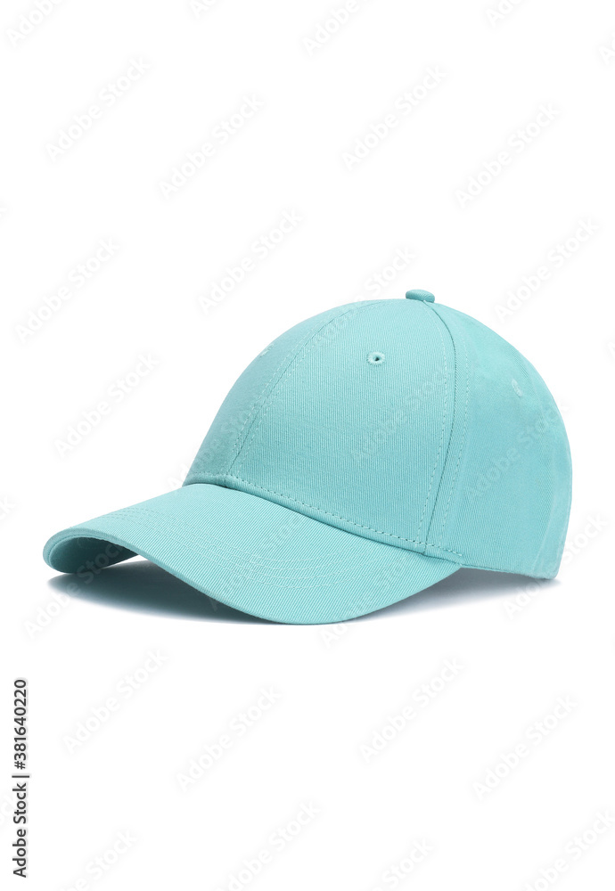 turquoise baseball cap. side view turquoise baseball cap. side view