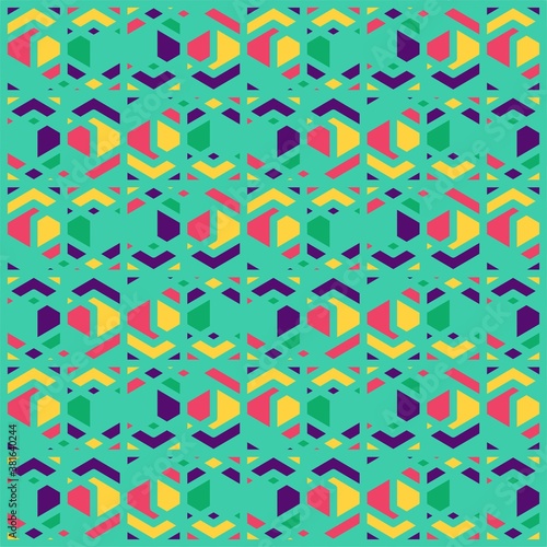 Beautiful of Colorful Hexagon, Repeated, Abstract, Illustrator Pattern Wallpaper. Image for Printing on Paper, Wallpaper or Background, Covers, Fabrics