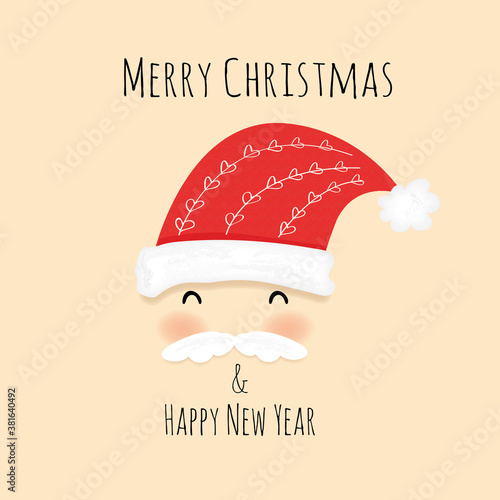 cartolina auguri di buon natale con viso di babbo natale