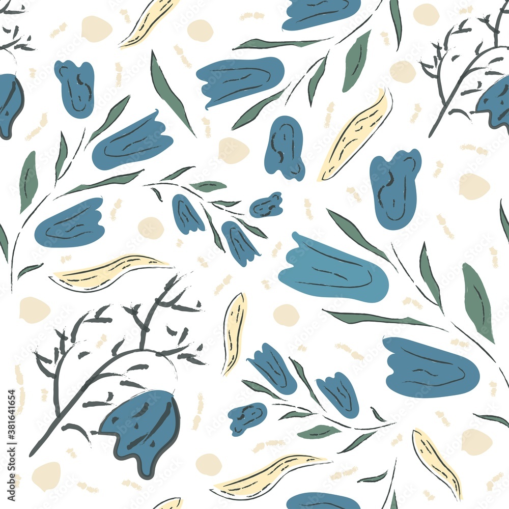 Floral Seamless Pattern. Hand Drawn.