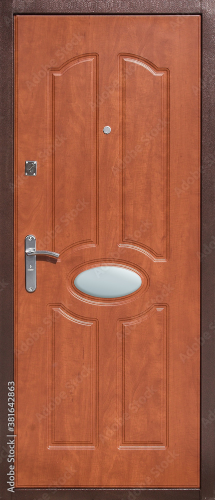 Model of entrance metal door isolated on white background Model of entrance metal door isolated on white background