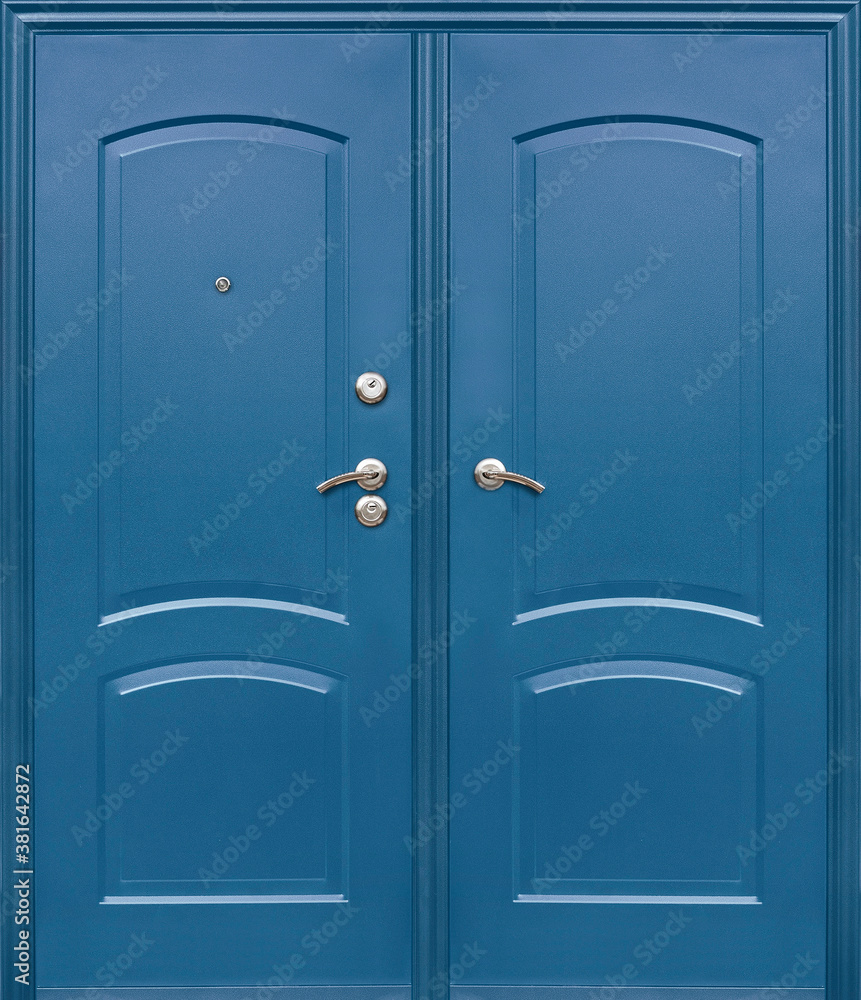 Fototapeta premium Model of entrance metal door isolated on white background