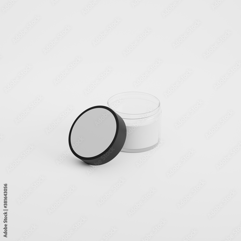 jar packaging product photo mockup- glass jar open with lid and sticker 4k 3d render jar packaging product photo mockup- glass jar open with lid and sticker 4k 3d render