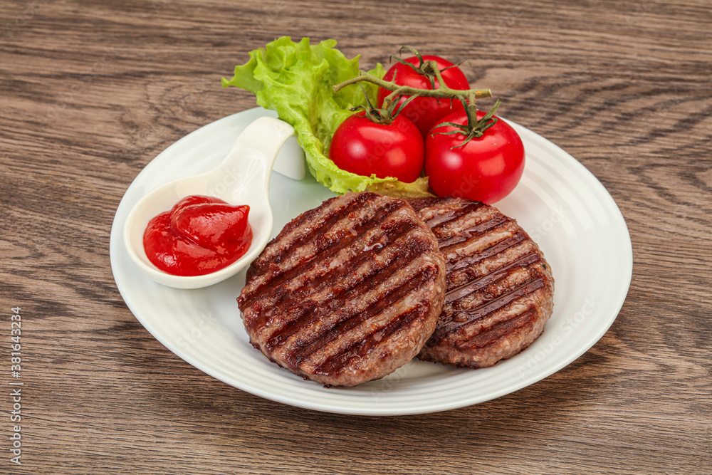 Grilled burger cutlet with sauce Grilled burger cutlet with sauce