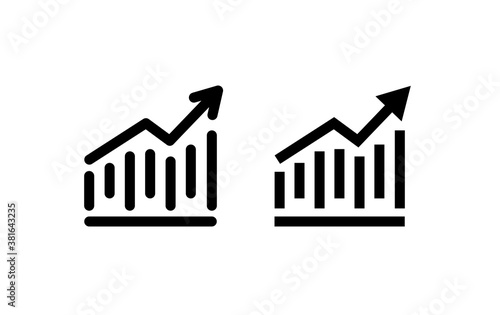 Growth profit icon vector. Progress icon, sign. Isolated icon. Growing bar graph icon with arrow Isolated. Profit increase symbol. Profit growth chart. Vector illustration