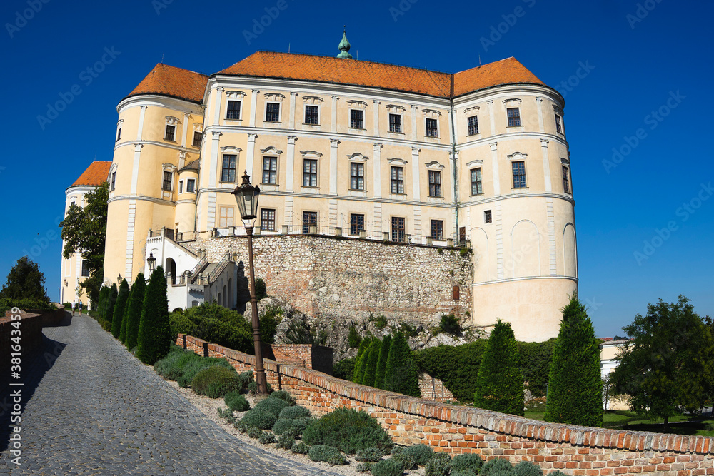 The former Liechtenstein and later Dierichstein chateau, standing on a significant cliff, form an overwhelming dominant of Mikulov.