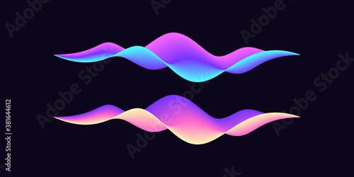 Abstract wave shape for voice recognition system. Gradient audio wave for virtual assistant, futuristic waveform