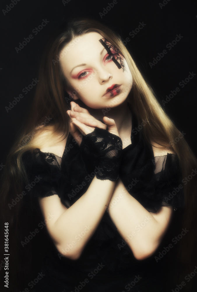 young woman with creative face-art young woman with creative face-art