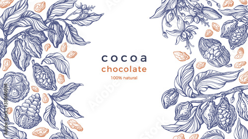 Cocoa frame. Vector background Art hand drawn card photo
