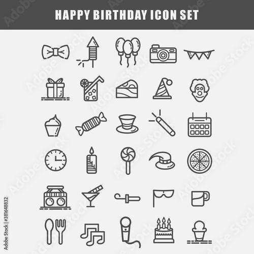 happy birthday icon set