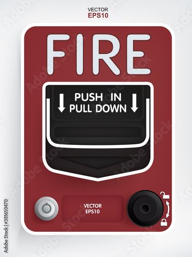 Fire alarm switch on white background. Vector.
