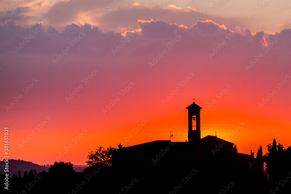 Bell tower at sunset