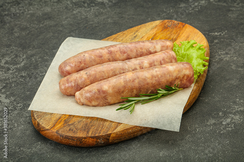 Raw pork meat sausages for grill