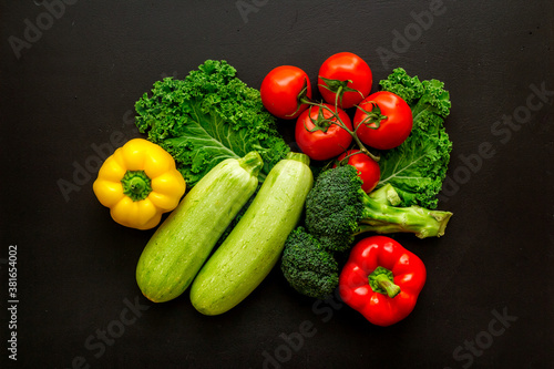 Fresh colorful organic vegetables - farming and healthy food, top view