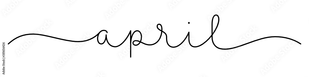 APRIL black vector monoline calligraphy banner with swashes APRIL black vector monoline calligraphy banner with swashes