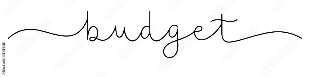 BUDGET black vector monoline calligraphy banner with swashes BUDGET black vector monoline calligraphy banner with swashes