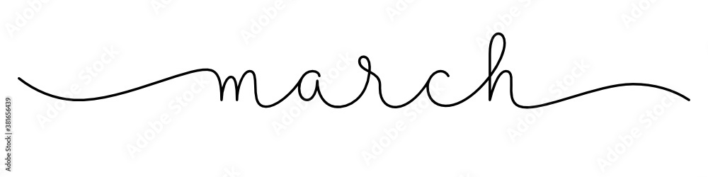 MARCH black vector monoline calligraphy banner with swashes MARCH black vector monoline calligraphy banner with swashes