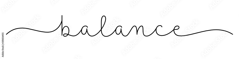 BALANCE black vector monoline calligraphy banner with swashes