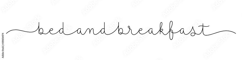 BED AND BREAKFAST black vector monoline calligraphy banner with swashes BED AND BREAKFAST black vector monoline calligraphy banner with swashes