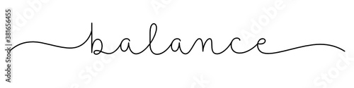 BALANCE black vector monoline calligraphy banner with swashes