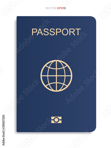 Blue passport isolated on white background. Vector.
