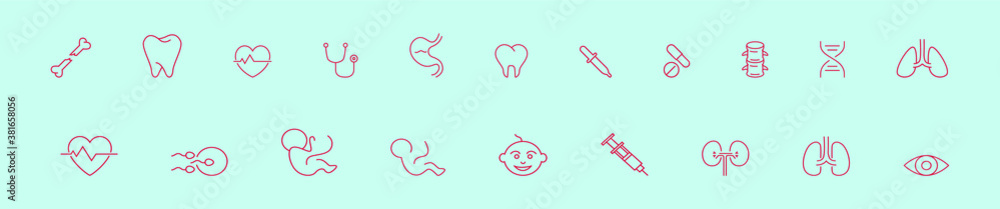 set of medical icon cartoon icon design template with various models. vector illustration isolated on blue background set of medical icon cartoon icon design template with various models. vector illustration isolated on blue background