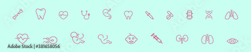 set of medical icon cartoon icon design template with various models. vector illustration isolated on blue background