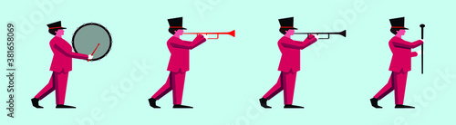 set of marching band cartoon icon design template with various models. vector illustration isolated on blue background