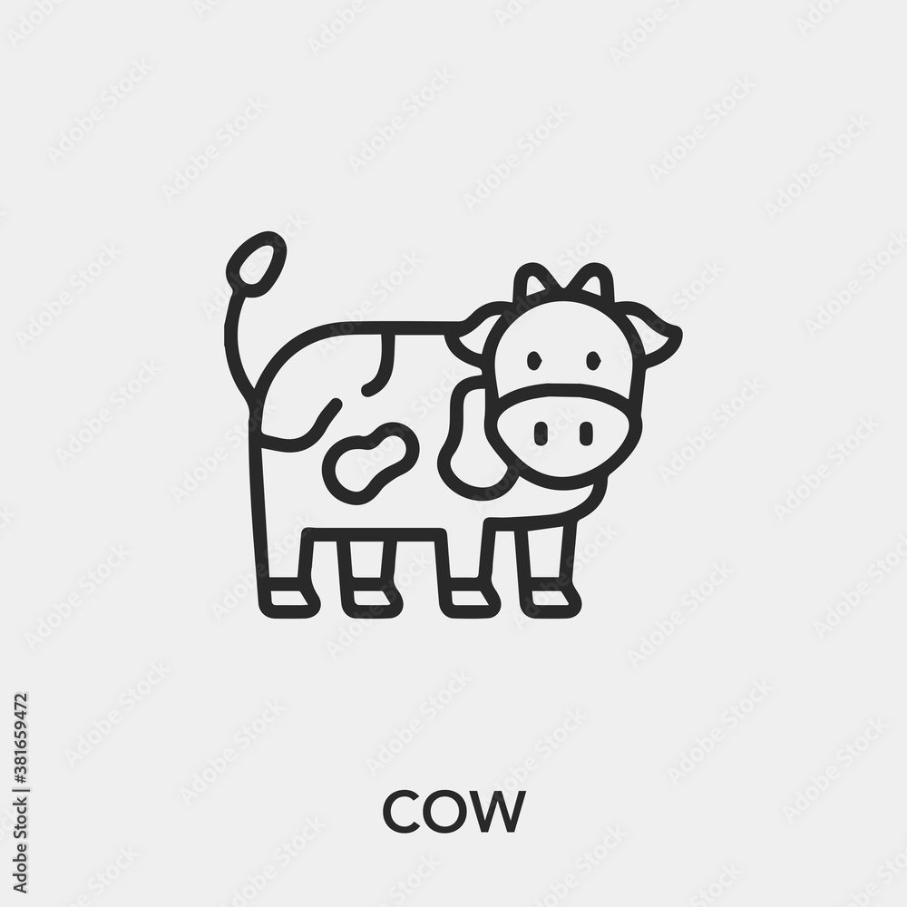 cow icon vector. Linear style sign for mobile concept and web design ...